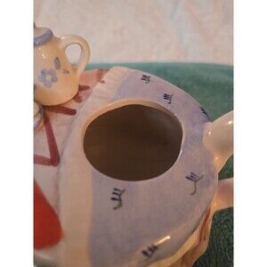Vintage Sunshine Ceramic Novelty Teapot Table with Fruit and Tea